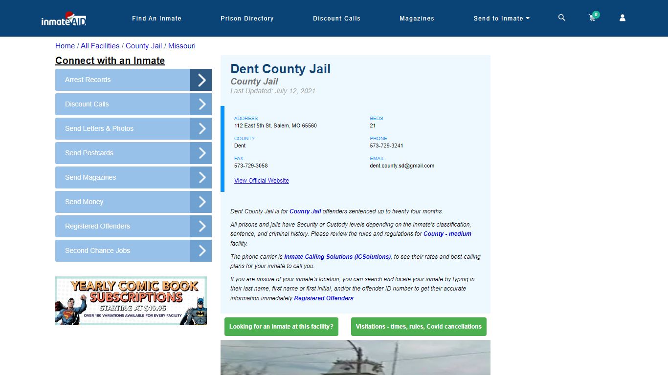 Dent County Jail - Inmate Locator - Salem, MO